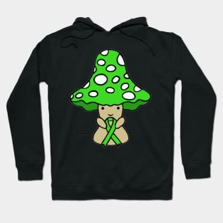 Mushroom holding a big Awareness Ribbon (Green) Hoodie